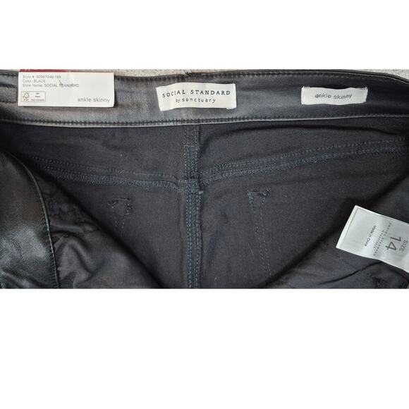 NWT Social Standard by Sanctuary Black Ankle Skinny Coated Pants Sz 14 - Picture 4 of 7